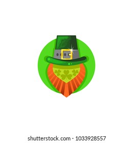 Flat logotype, emblem for Patrick's Day, cartoon vector cute illustration isolated on white background