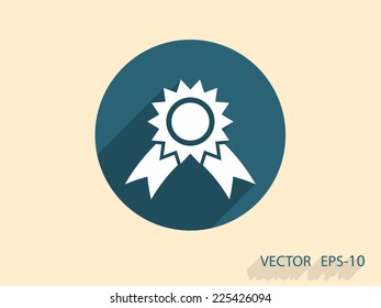 Flat long shadow Award icon, vector illustration