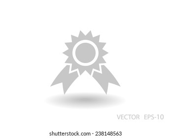 Flat long shadow Award icon, vector illustration