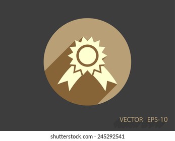Icono de premio de sombra larga plana, ilustración vectorial