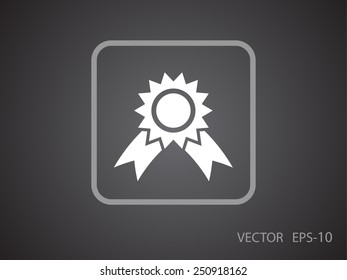 Flat long shadow Award icon, vector illustration