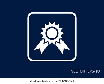 Icono de premio de sombra larga plana, ilustración vectorial