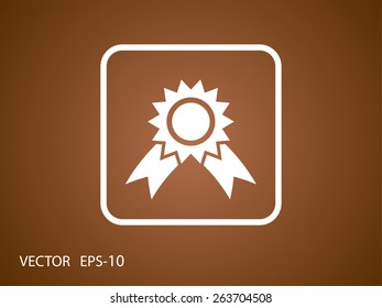Flat long shadow Award icon, vector illustration