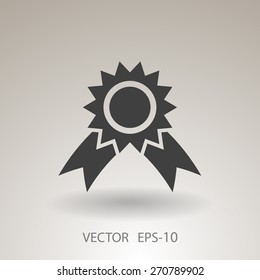 Flat long shadow Award icon, vector illustration