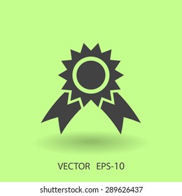 Ícone de prêmio de sombra longa plana, ilustração de vetor