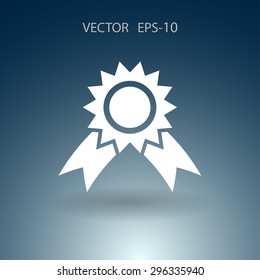 Flat long shadow Award icon, vector illustration