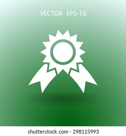 Flat long shadow Award icon, vector illustration