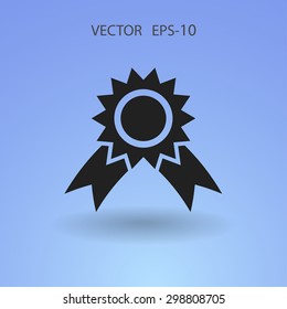 Flat long shadow Award icon, vector illustration