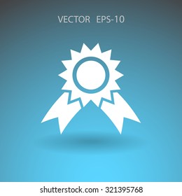 Flat long shadow Award icon, vector illustration