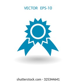 Flat long shadow Award icon, vector illustration