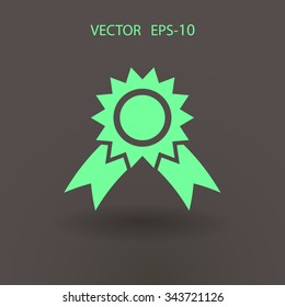 Icono de premio de sombra larga plana, ilustración vectorial