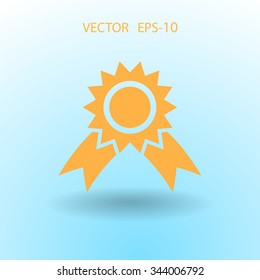 Flat long shadow Award icon, vector illustration