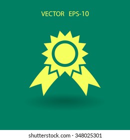 Icono de premio de sombra larga plana, ilustración vectorial