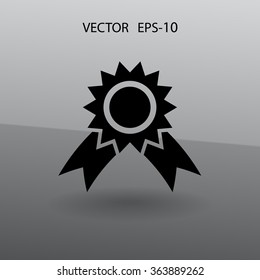 Flat long shadow Award icon, vector illustration