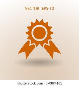 Flat long shadow Award icon, vector illustration