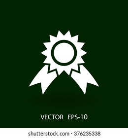 Flat long shadow Award icon, vector illustration