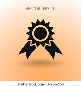 Icono de premio de sombra larga plana, ilustración vectorial