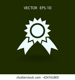 Flat long shadow Award icon, vector illustration