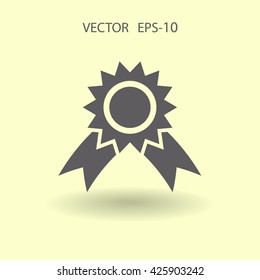 Icono de premio de sombra larga plana, ilustración vectorial