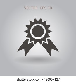 Icono de premio de sombra larga plana, ilustración vectorial