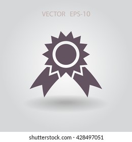 Icono de premio de sombra larga plana, ilustración vectorial