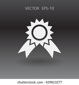 Icono de premio de sombra larga plana, ilustración vectorial