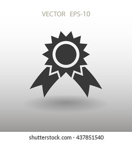 Flat long shadow Award icon, vector illustration