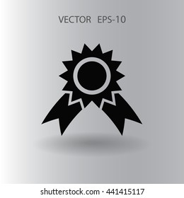 Flat long shadow Award icon, vector illustration