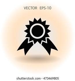 Ícone de prêmio de sombra longa plana, ilustração de vetor