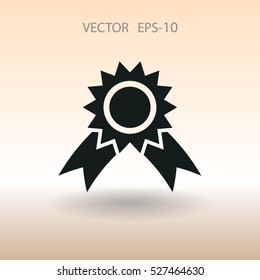 Icono de premio de sombra larga plana, ilustración vectorial