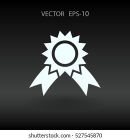 Flat long shadow Award icon, vector illustration