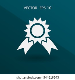 Flat long shadow Award icon, vector illustration