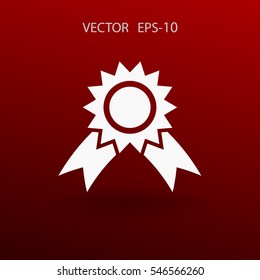 Flat long shadow Award icon, vector illustration