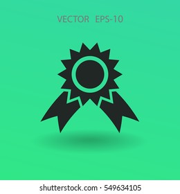 Flat long shadow Award icon, vector illustration