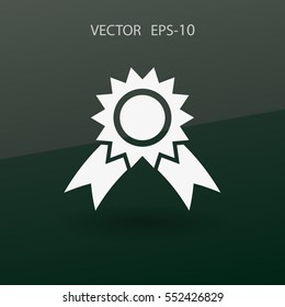 Flat long shadow Award icon, vector illustration