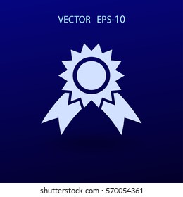 Icono de premio de sombra larga plana, ilustración vectorial
