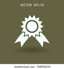 Flat long shadow Award icon, vector illustration