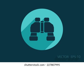 Flat long shadow Binoculars icon, vector illustration