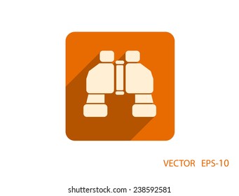 Flat long shadow Binoculars icon, vector illustration