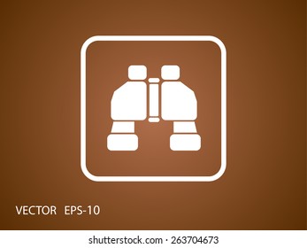 Flat long shadow Binoculars icon, vector illustration