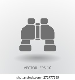 Flat long shadow Binoculars icon, vector illustration