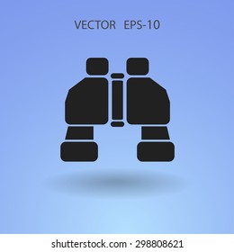 Flat long shadow Binoculars icon, vector illustration