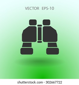 Flat long shadow Binoculars icon, vector illustration