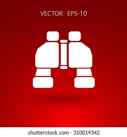 Flat long shadow Binoculars icon, vector illustration