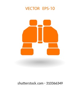 Icono de binoculares de sombra larga plana, ilustración vectorial