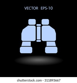 Flat long shadow Binoculars icon, vector illustration