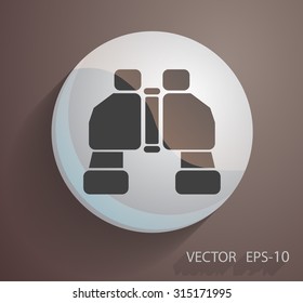 Flat long shadow Binoculars icon, vector illustration
