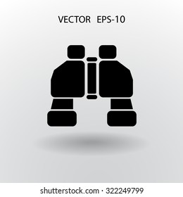 Icono de binoculares de sombra larga plana, ilustración vectorial