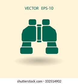 Icono de binoculares de sombra larga plana, ilustración vectorial