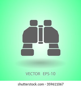Icono de binoculares de sombra larga plana, ilustración vectorial